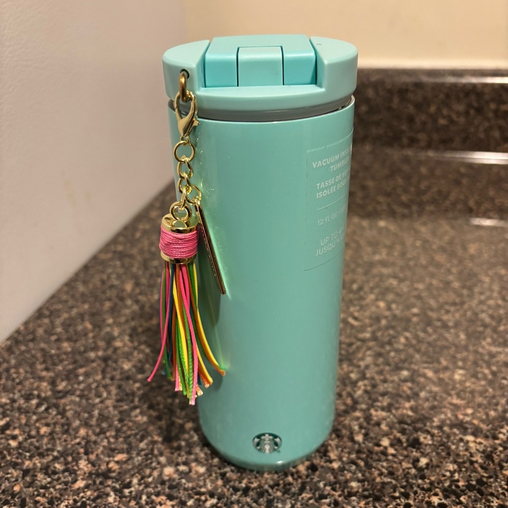 Turquoise Tumbler with Colorful Tassel